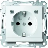 Merten MEG2304-0319 SCHUKO-Steckdose mit Lichtauslass, LED-Beleuchtungs-Modul, Berührungsschutz, Steckklemmen, polarweiß glänzend, System M