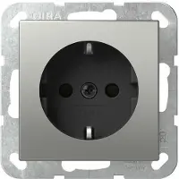 Gira System 55 Edelstahl Sicherheits Plus Steckdose - 4453600