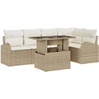 vidaXL Gartensofa-set 6 stk. Braun und Creme Poly-Rattan