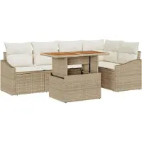 vidaXL Garten-Sofa-Set 6 stk. Beige Poly Rattan