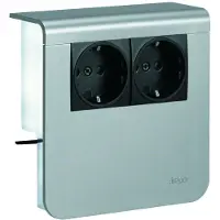 Hager SL20080900D1 Geräteträger Steckdose 2-fach vorverdrahtet Steckklemmen zu SL 20x80mm Dekor Alu