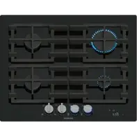 Siemens iQ700 ER6A6PH40, Schwarz, Integriert, 59 cm, Gaskochfeld, Gehärtetes Glas, 4 Zone(n)