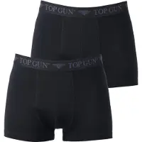 TOP GUN Boxer "Boxershorts Doppelpack TGUW001", Herren, Gr. XXL, schwarz (schwarz, schwarz), Obermaterial: 95% Baumwolle CO. 5% Elasthan EL., Unterhosen Boxer
