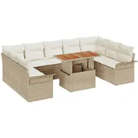 vidaXL Garten-Sofa-Set 10 stk. Beige und Creme
