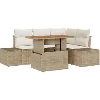 vidaXL Gartensofa-set 5 Stk. Beige und Creme