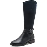 Tamaris Stiefel , Damen, Gr. 37, Synthetik Textil, Normalschaft, navy, Leder, Lederimitat, Textil, Veloursleder, unifarben, Schuhe Stiefel, Blockabsatz, Langschaftstiefel mit Touch it-Ausstattung