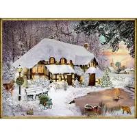 Sonstige Verlage A4-Wand-Adventskalender - Winterliches Cottage