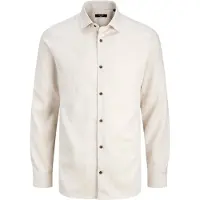 Jack & Jones Langarmhemd "JPRBLAPARKER MELANGE L/S SHIRT BF", Herren, Gr. XS, N-Gr, beige (silber gray), Web, Obermaterial: 58% Lyocell, 42% Baumwolle, unifarben, regular fit, Hemden Langarmhemd