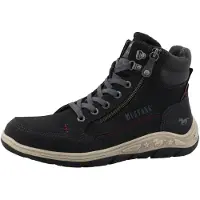 Mustang Schnürboots SHOES "Benedetto", Herren, Gr. 42, Textil, schwarz, Lederimitat, Basic, Schuhe Schnürboots, High Top Sneaker, Schnürboots mit Reißverschluss