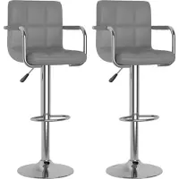 vidaXL Barhocker 2 Stk. Grau Kunstleder