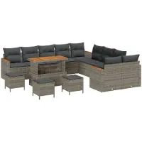vidaXL Gartensofa-set 18 stk. 12-Sitzanzahl Grau Poly-Rattan