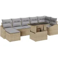 vidaXL Gartensofa-set 8 stk. Beige und Hellgrau Poly-Rattan