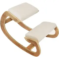 MonsterShop Shop Ergonomischer Kniestuhl Beige Holz Kniehocker fürs Homeoffice