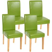 Mendler 4er-Set Esszimmerstuhl Stuhl Küchenstuhl Littau Kunstleder, grün, helle Beine