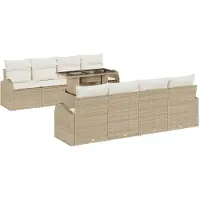 vidaXL Gartensofa-set 9 stk. Beige Poly-Rattan