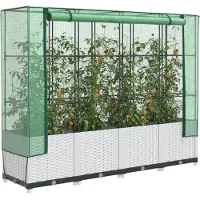 vidaXL Hochbeet mit Gewächshaus-Aufsatz Rattan-Optik 160x40x138 cm
