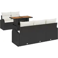 vidaXL Garten-Sofa-Set 6 stk. Schwarz und Creme