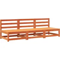 Syfax Gartensofas ohne Armlehnen 3 Stk. Wachsbraun Massivholz Kiefer