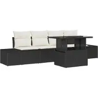 vidaXL Garten-Sofa-Set 5 stk. Schwarz und Creme