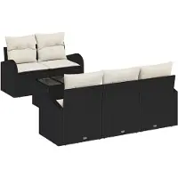 vidaXL Gartensofa-set 6 stk. Schwarz Poly-Rattan