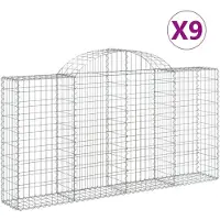 vidaXL Gabionen mit Hochbogen 9 Stk. 200x30x100/120cm Verzinktes Eisen