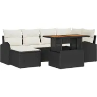 vidaXL Garten-Sofa-Set mit Kissen 7 pcs Schwarz und Creme