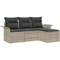 vidaXL Sofa Set 4 stk. 4-Sitzanzahl Grau Poly-Rattan