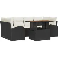 vidaXL Garten-Sofa-Set 7 stk. Schwarz und Creme