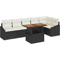 vidaXL Gartensofa-set 7 Stk. Schwarz und Creme