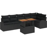 vidaXL Garten-Sofa-Set 7 stk. Schwarz