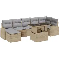 vidaXL Gartensofa-set 8 stk. Beige und Hellgrau Poly-Rattan