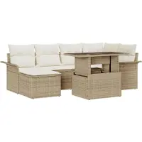 vidaXL Gartensofa-set 7 stk. Beige Poly-Rattan
