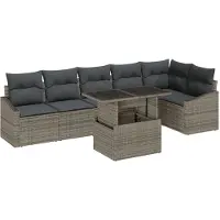 vidaXL Garten-Sofa-Set 7 stk. Grau