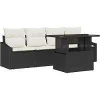 vidaXL Gartensofa-set 5 stk. Schwarz und Creme Poly-Rattan