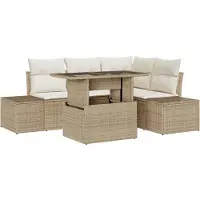 vidaXL Gartensofa-set 5 stk. Beige und Creme Poly-Rattan