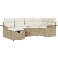 vidaXL Gartensofa-set 6 stk. Beige und Creme Poly-Rattan