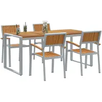 vidaXL Garten Essgruppe 5 stk. Grau Massivholz Akazie