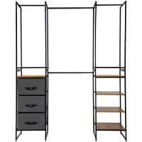 5five Simply Smart Modularer Kleiderschrank aus Metall, MDF-Platte schwarz 198cm x 180cm x 46,5cm