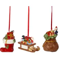 Villeroy & Boch Weihnachtsfigur "Ornamente Geschenke Nostalgic Ornaments 3er Set bunt", bunt, B:2cm H:2cm T:2cm, Dekofiguren, Weihnachtsfigur