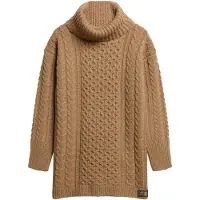 Superdry für Damen. W8011743A Braunes geflochtenes Strickkleid (L), Lässig, Acryl, Langarm