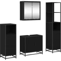 vidaXL Badezimmermöbel-Set 4 Stk. Schwarz Eichen-Optik Holzwerkstoff