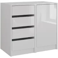 Vicco Kommode Sherry Weiß/Weiß Hochglanz 80.2 x 76 cm 2 Teile, Model 57719