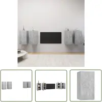 The Living Store TV-Schränke 4 Stk. Betongrau 30,5x30x60 cm Holzwerkstoff
