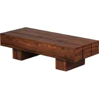 FineBuy Couchtisch rechteckig Sheesham Massivholz 120 cm – Wohnzimmertisch eckig im Block Design | Moderner Holztisch handgefertigt