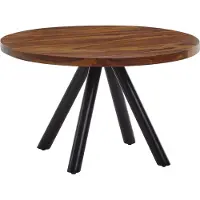 FineBuy Couchtisch Sheesham Massivholz rund Ø60 cm · Wohnzimmertisch mit stabilen Metallbeinen · Massivholztisch im modernen Industrial Design