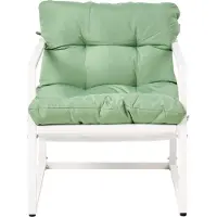 Beliani Gartenlounge Set Grün / Weiß Stahl 4-Sitzer mit Gartensofa Gartensessel Tisch Kissen Modernes Design Outdoor Lounge Gartenmöbel