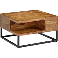 FineBuy Couchtisch 60x60x34,5 cm Sheesham Massivholz / Metall Sofatisch Eckig Wohnzimmertisch mit Stauraum Kaffeetisch Massiv Kleiner Tisch