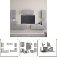 The Living Store 7-tlg. TV-Schrank-Set Betongrau Holzwerkstoff