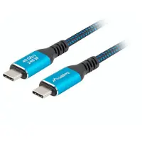 Lanberg CA-CMCM-45CU-0010-BK, 1 m, USB C, USB C, USB 3.2 Gen 2 (3.1 Gen 2), 40 Gbit/s, Schwarz, Blau