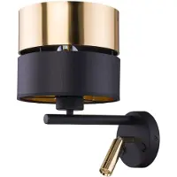 TK Lighting Wandleuchte Hilton schwarz/gold mit LED-Leselicht